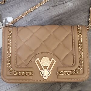 Valentino Orlandi Taupe Quilted Crossbody Bag